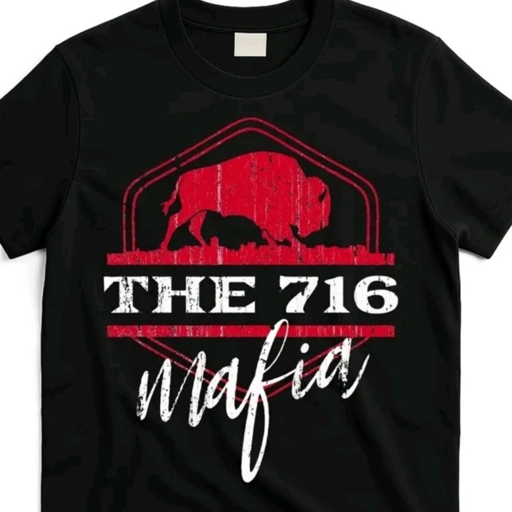 Buffalo Bills Black and Red Graphic Adult T-Shirt